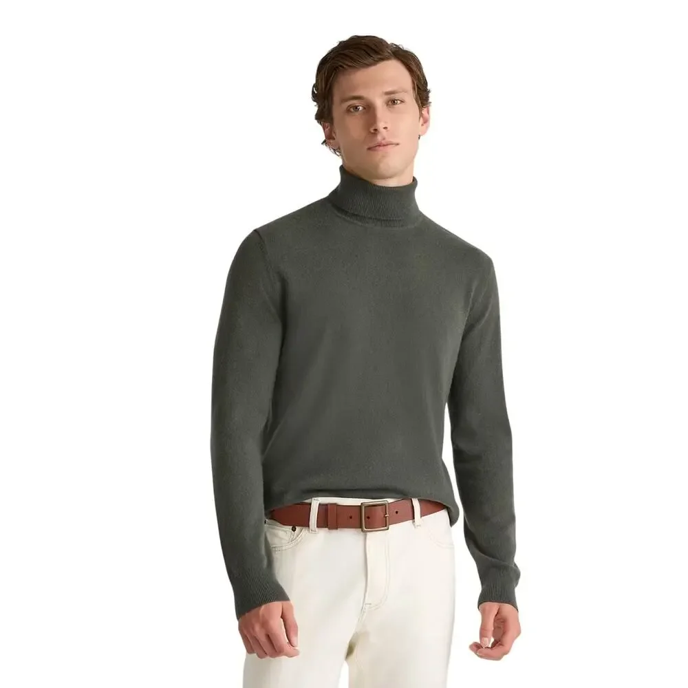 EUC Quince Men's Moss Green Mongolian Cashmere Turtleneck Sweater Sz XL 1013